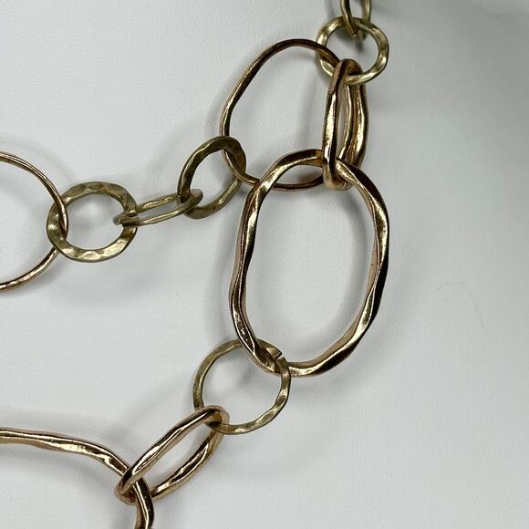 Chicos Hammered Chain Link Statement Necklace Gold Tone ✨ - Picture 5 of 9